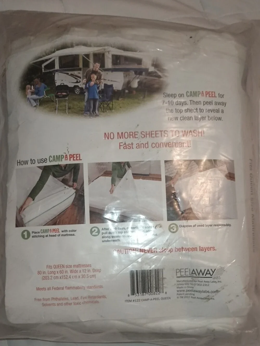 camp and peel disposable fitted